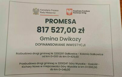 Zdjęcie do Gmina Dwikozy otrzymała dofinansowanie na realizację zadań z Rządowego Funduszu Rozwoju Dr&oacute;g.