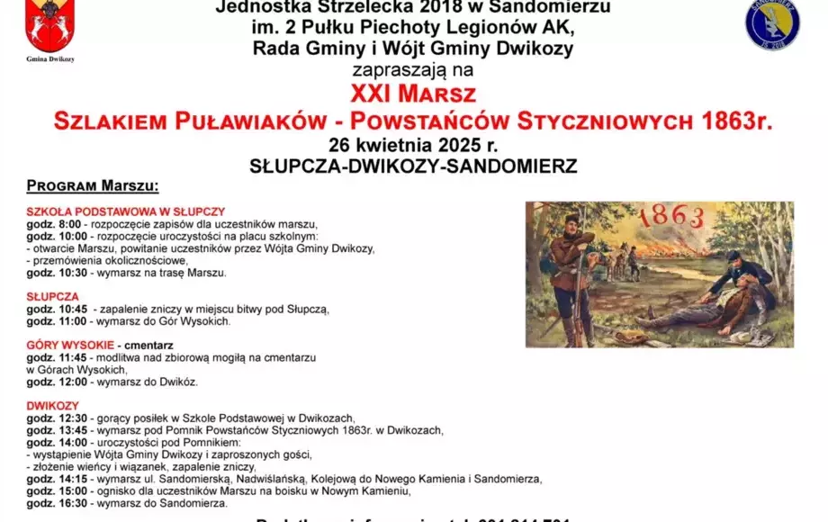 XXI Marsz Szlakiem Puławiaków - Powstańców Styczniowych 1863 roku