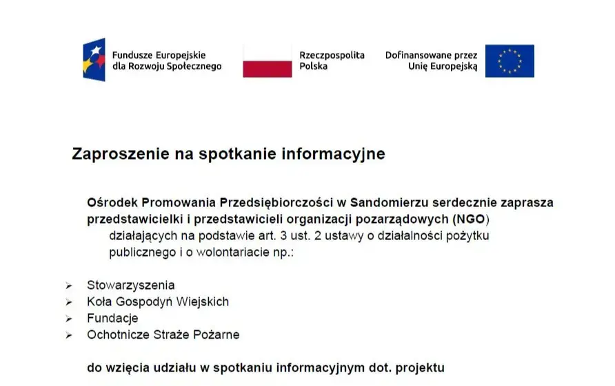 Zaproszenie na spotkanie informacyjne