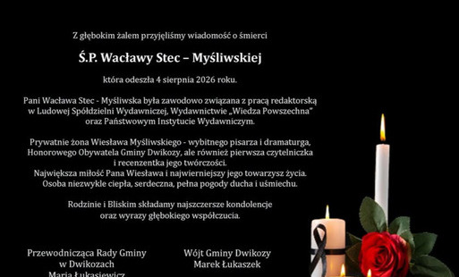 Zdjęcie do Zmarła Wacława Stec-Myśliwska żona Wiesława Myśliwskiego