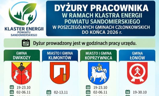 Zdjęcie do Dyżury pracownika ds. Klastra Energii Powiatu Sandomierskiego