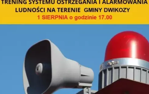 Trening systemu alarmowania ludności cywilnej z wykorzystaniem syren alarmowych będących na wyposażeniu jednostek OSP z terenu Gminy Dwikozy